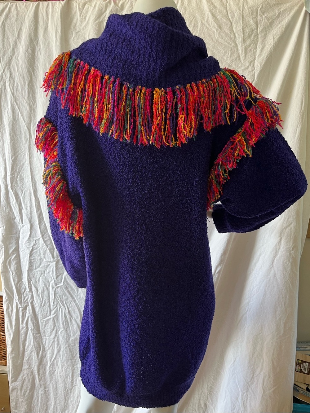Simon Chang Vintage Royal Purple Statement Bouclé Sweater Dress - Picture 3 of 10